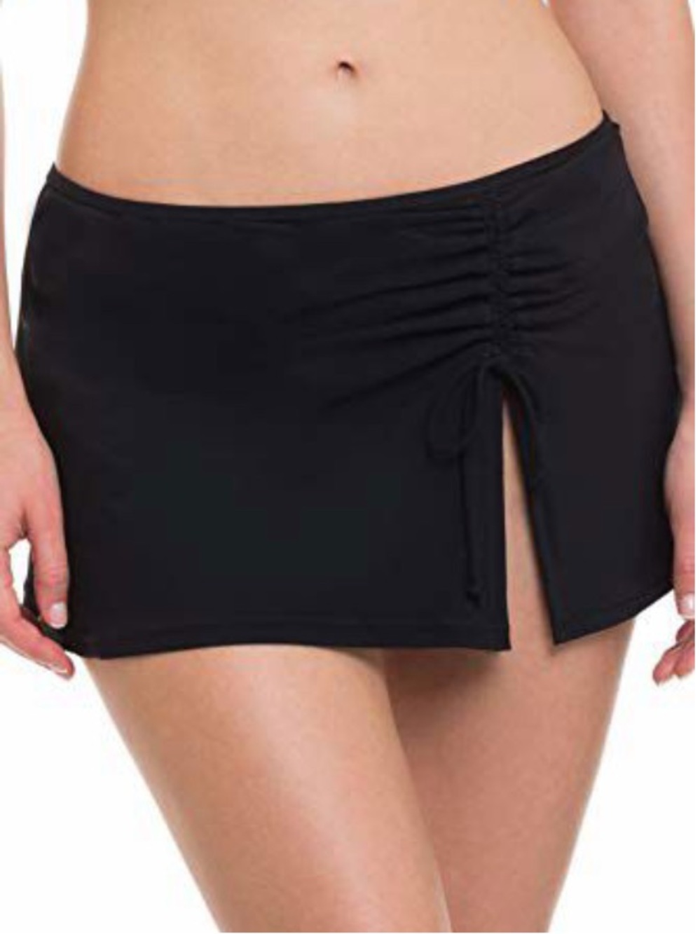 Profile By Gottex 10 Tutti Frutti Black Swim Skort Swimsuit Bottom Side Tie Slit